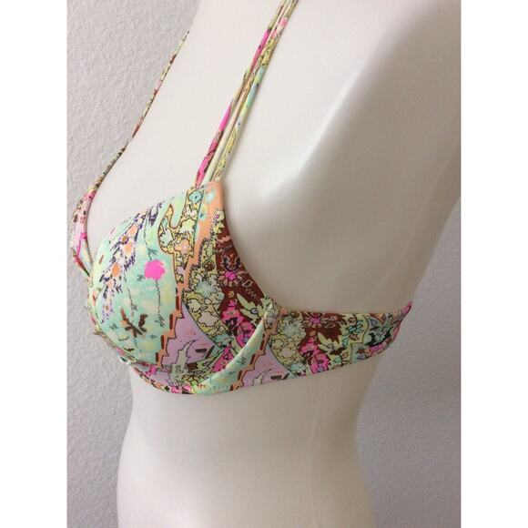 Victoria's Secret Bikini Top Pleated Multicolor Metallic Swimwear - Picture 3 of 6